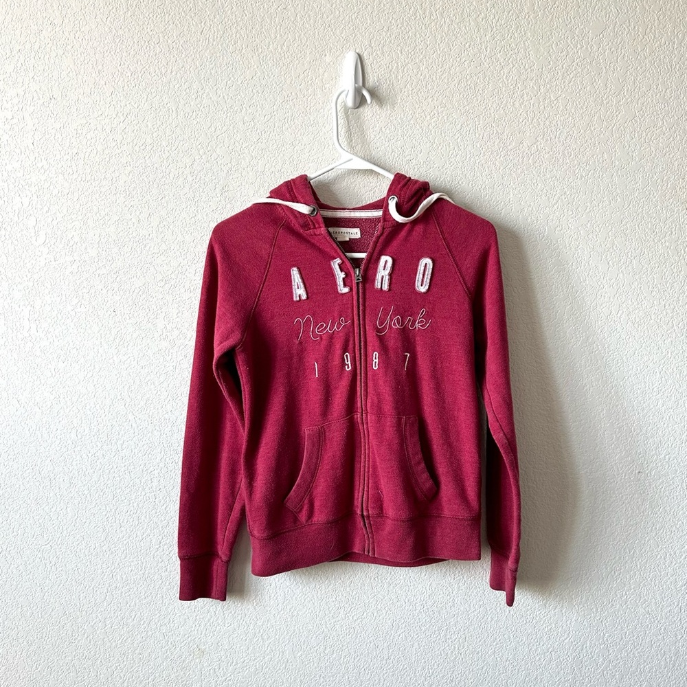 Aeropostale red graphic zip up hoodie